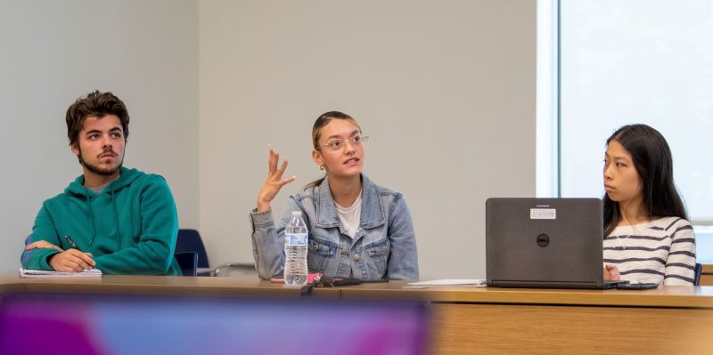 Three BSW students in class