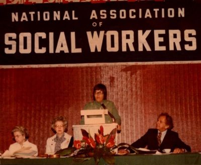 Nancy A. Humphreys speaking at a National Association of Social Workers event